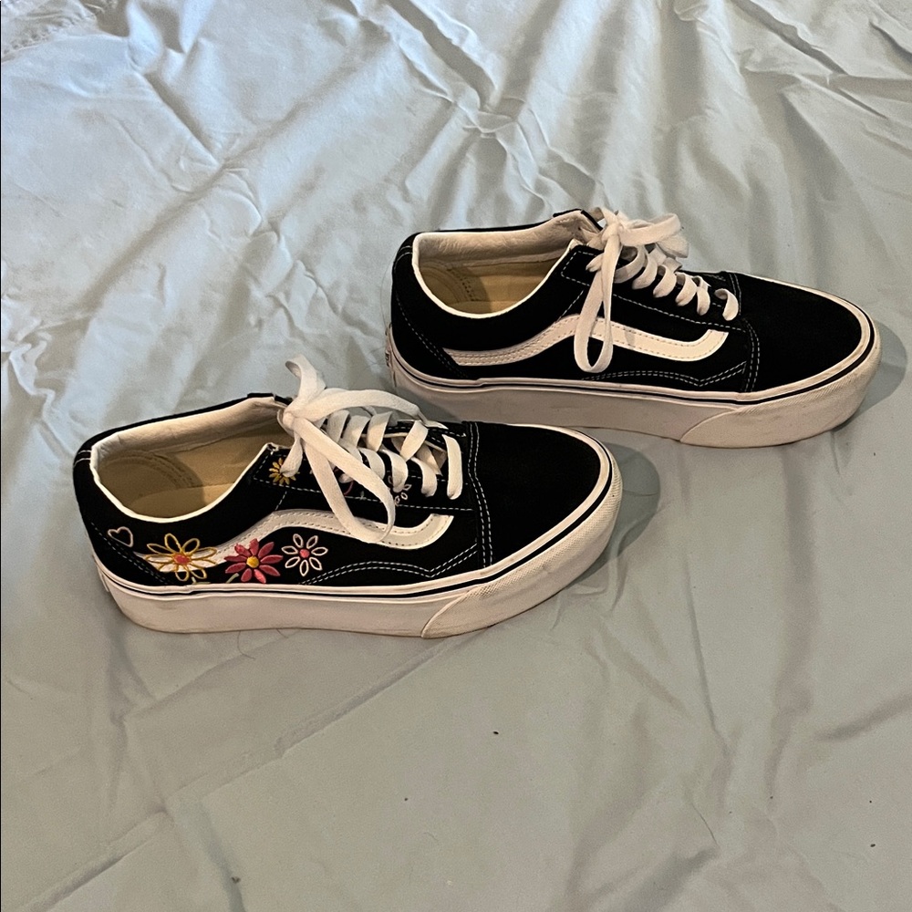 Vans Black Sneakers with Floral Design